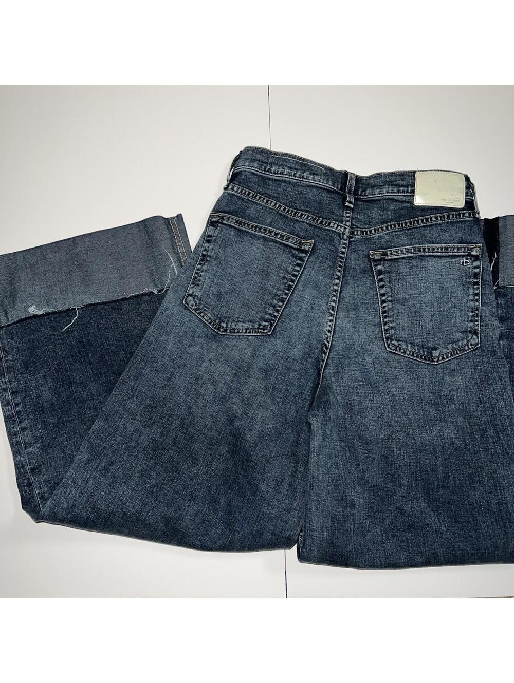 Rag and Bone Women’s Sofie High Rise Ankle Ultra Wide Cuff Jeans 28 Leland Blue - Picture 5 of 5
